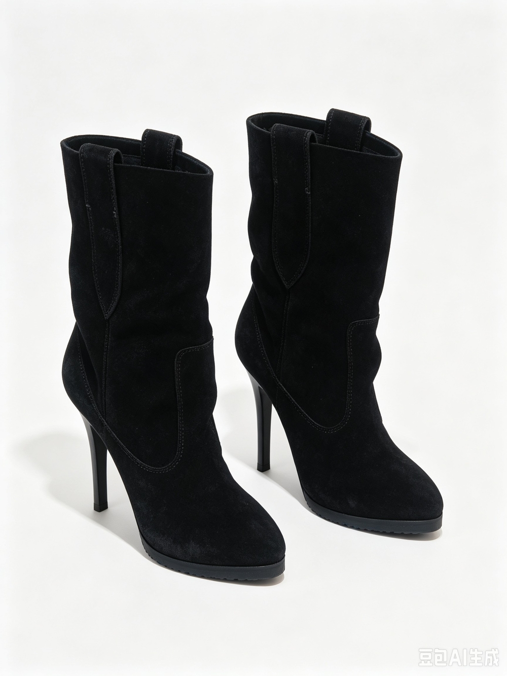 Giuseppe Zanotti Black Suede High-Heel Mid-Calf Boots